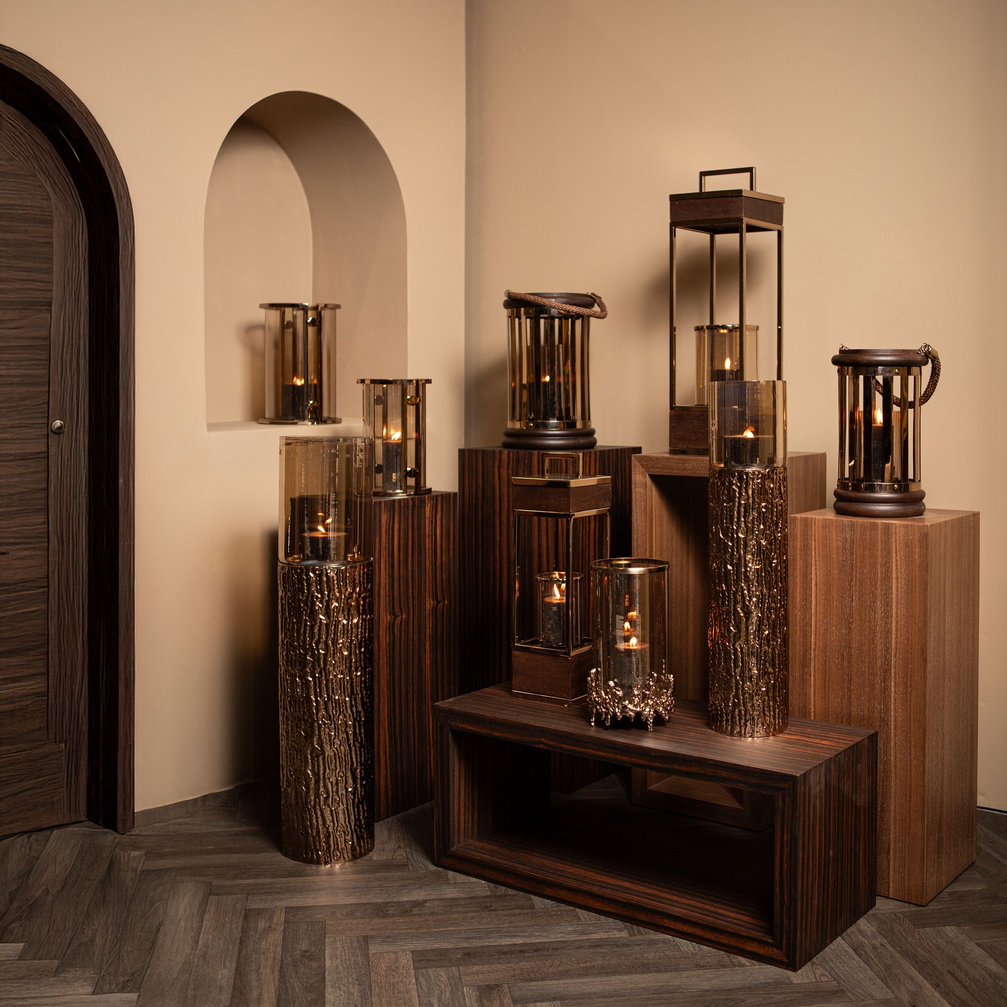 Rezy BruinGoud Grote Vloer Stormlicht Amber Glans L - depauwwonen