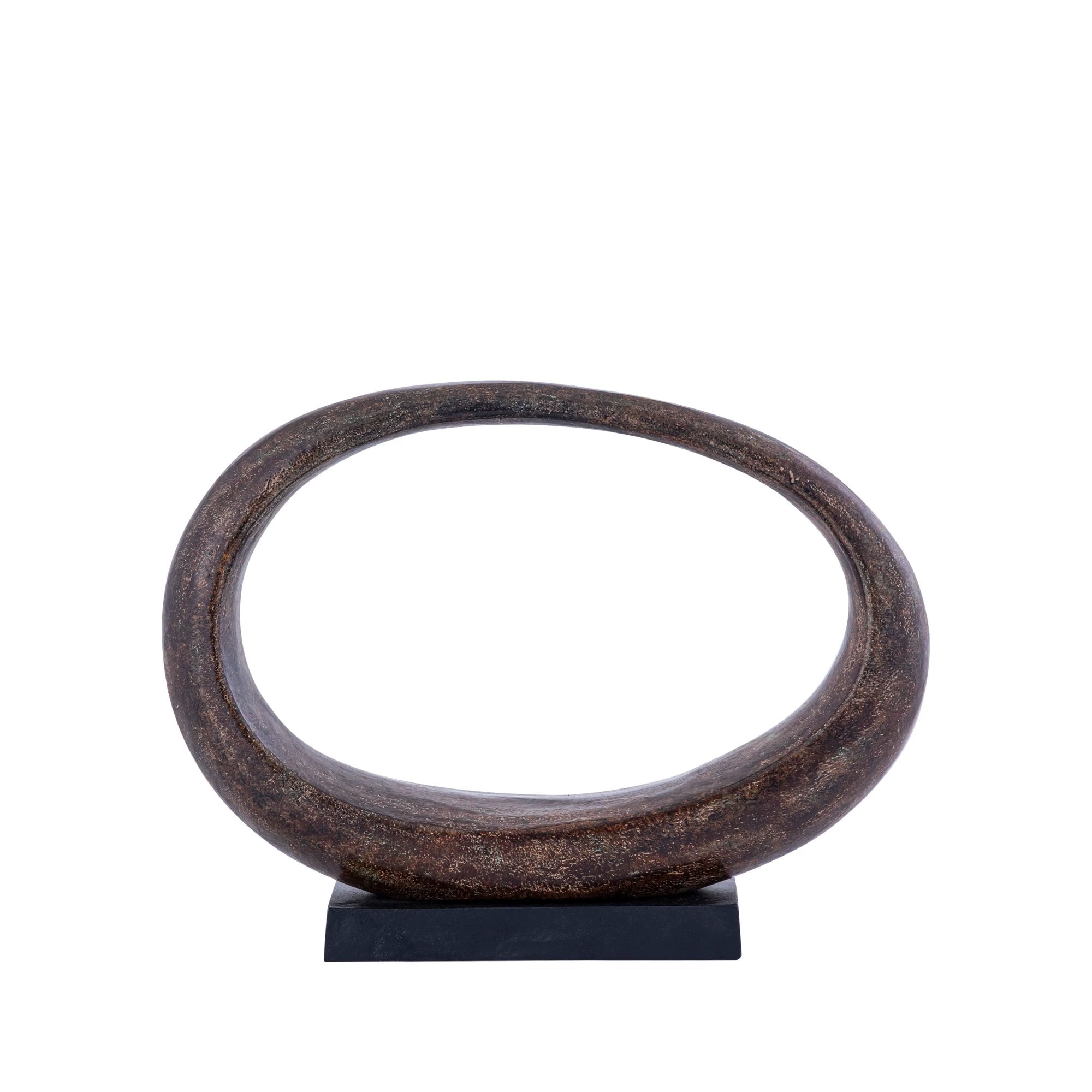 Rhubie Brown Ovale Aluminium Gegoten Standbeeld by PTMD