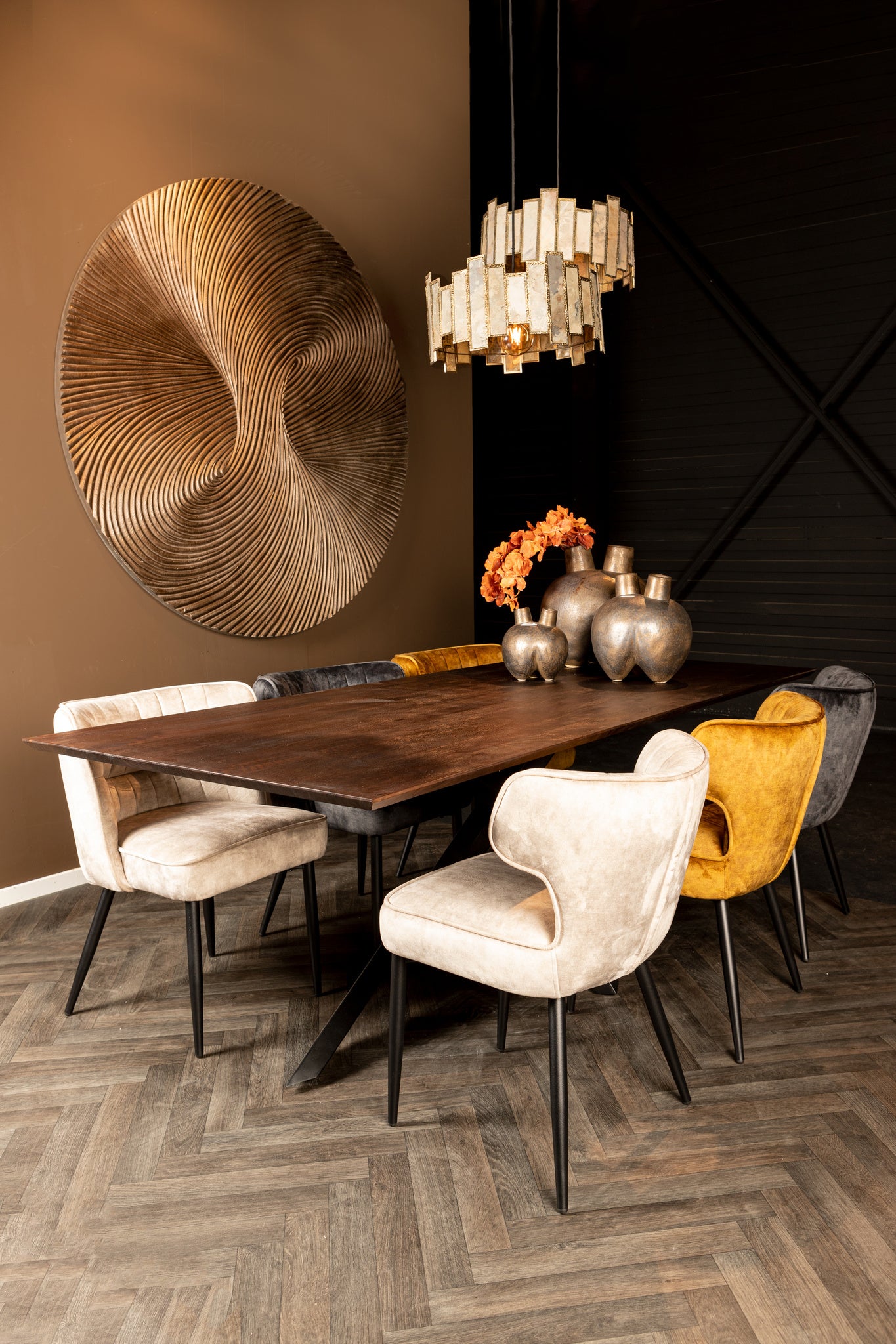 Wiktor Brown MDF Rond Wandpaneel Swirl Gesneden L - depauwwonen