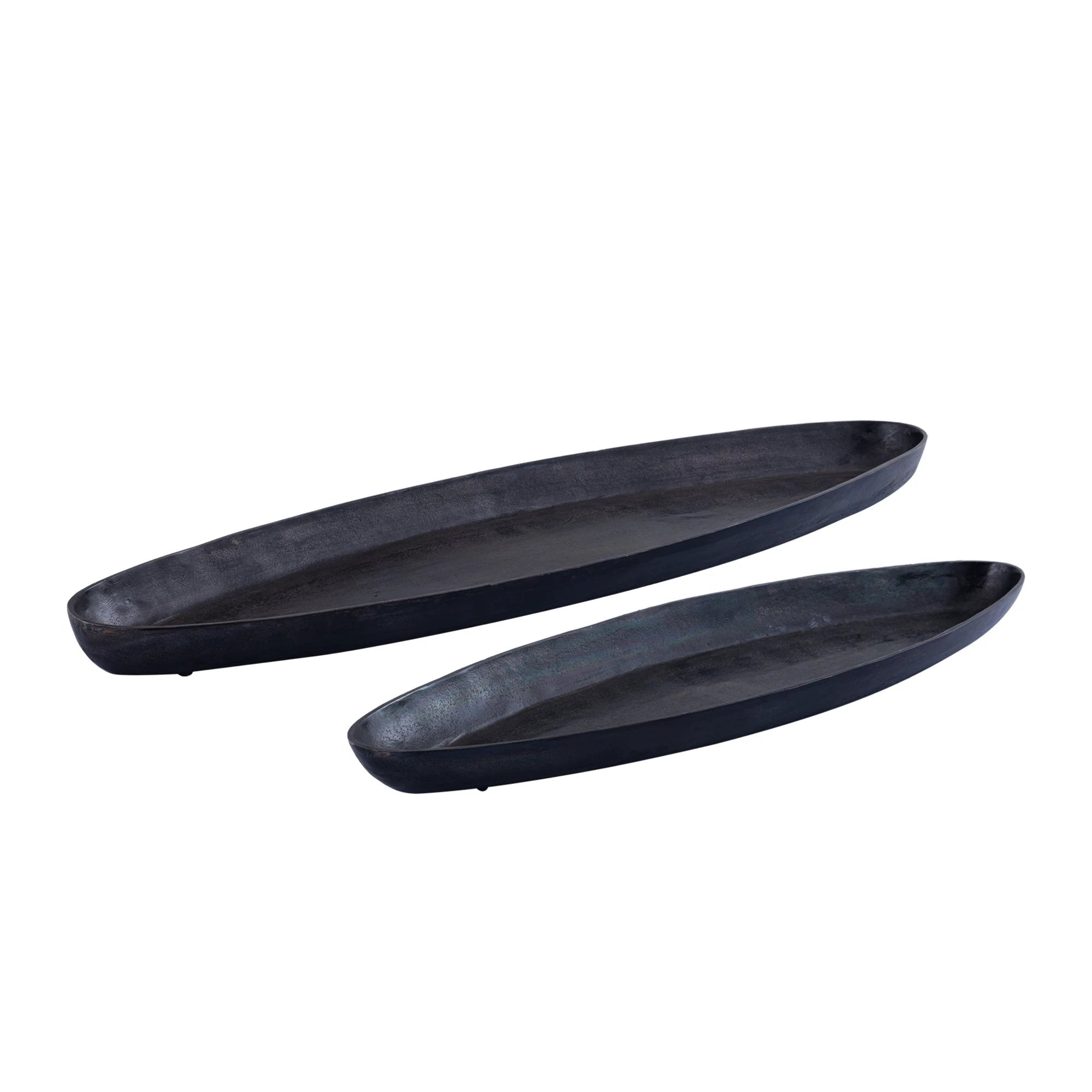 Yaren Zwart Aluminium Ovale Kom Met Rand Groot by PTMD