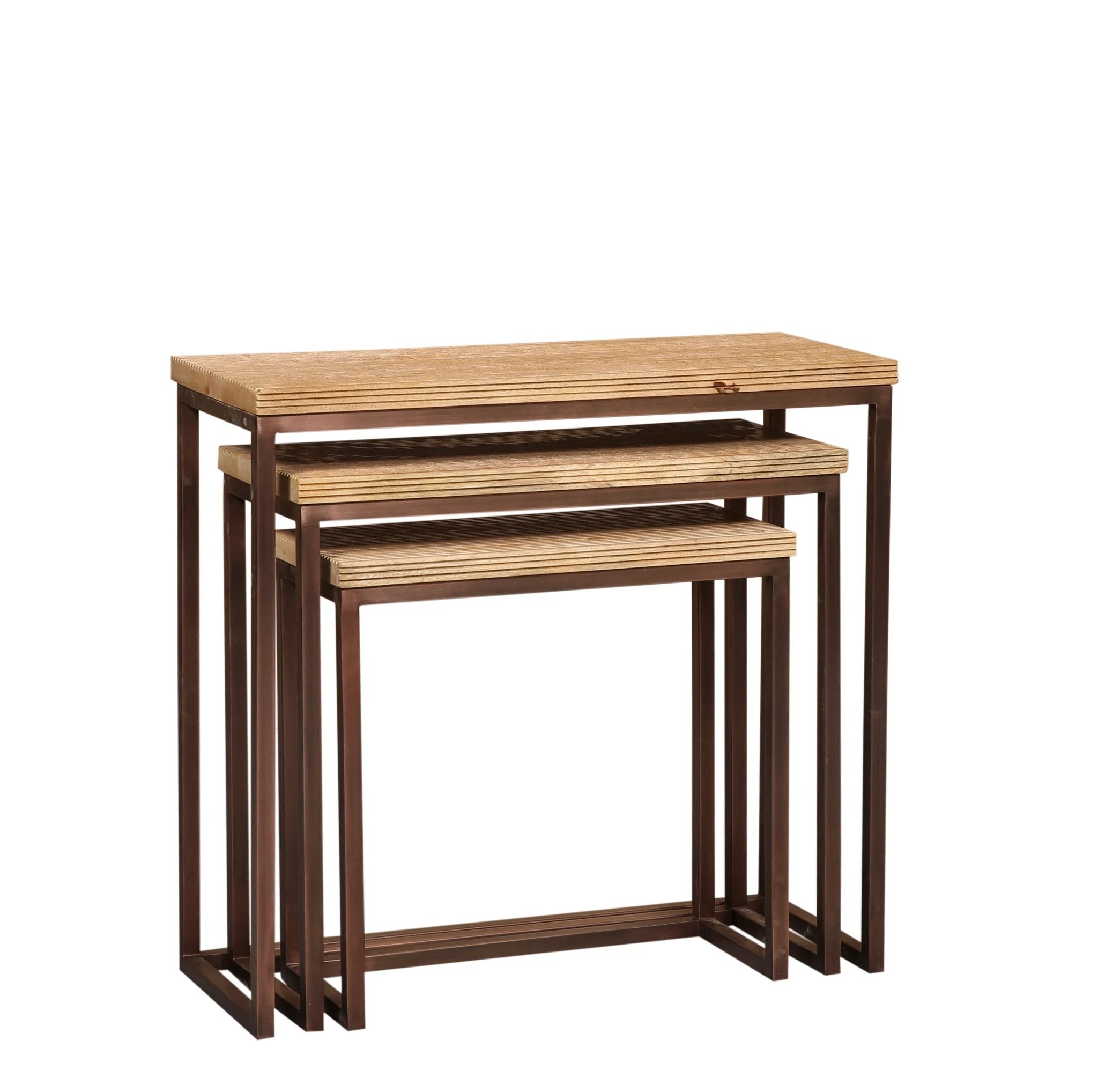 Zoah Koper Mango Hout Rechthoekige Wandtafel set van 3 by PTMD