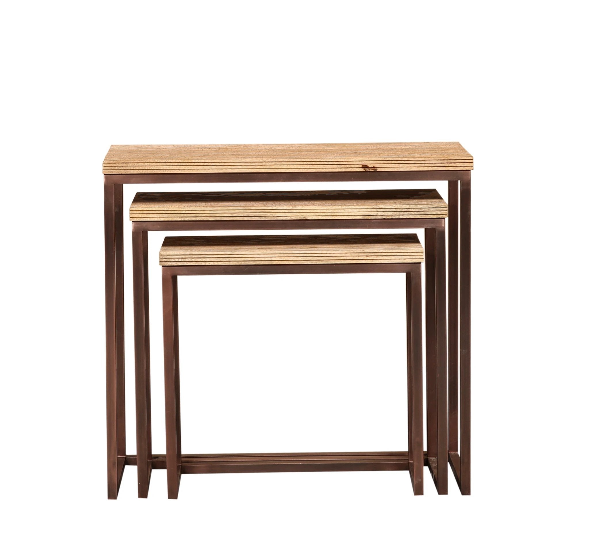 Zoah Koper Mango Hout Rechthoekige Wandtafel set van 3 by PTMD
