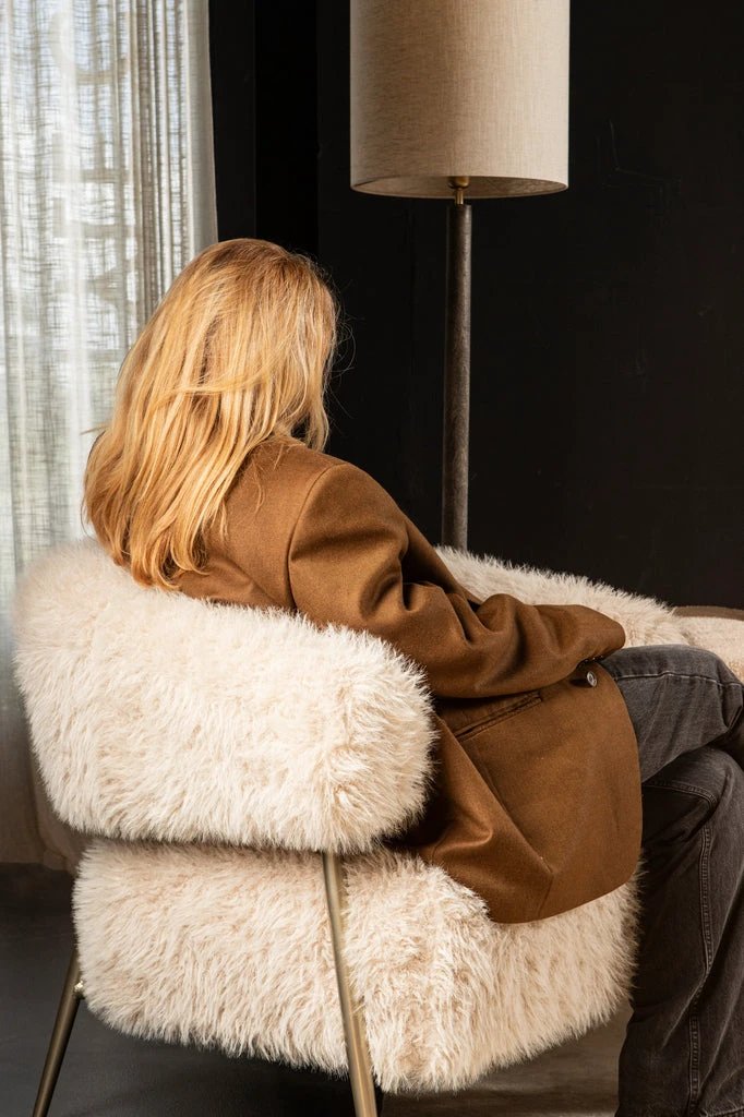 Hair Cream fauteuil met metalen onderstel by PTMD