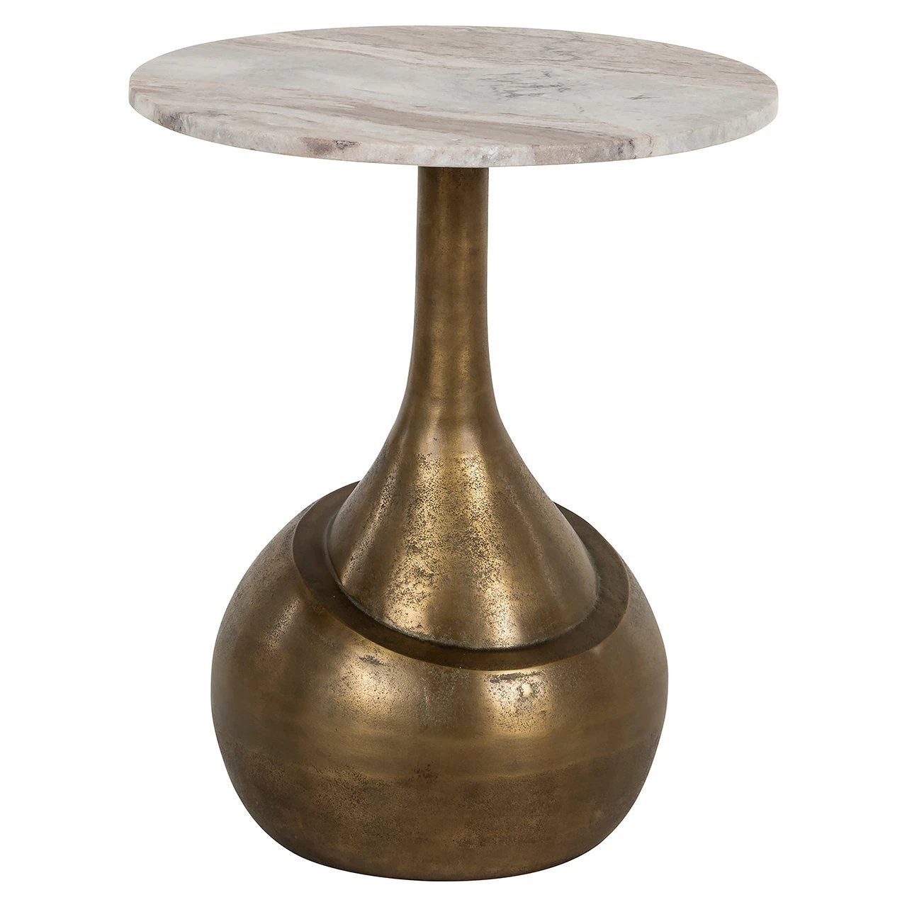Bijzettafel Sia van Richmond Interiors met geborsteld gouden afwerking, ronde top en metalen frame, ideaal als bijzettafel.
