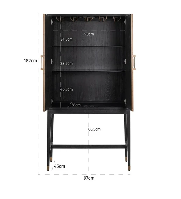 Bar Kast Bloomville Goud - 2 deuren by Richmond Interiors