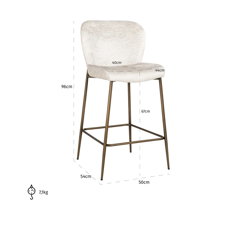 Barstoel Darby Cream Fusion - Laag by Richmond Interiors