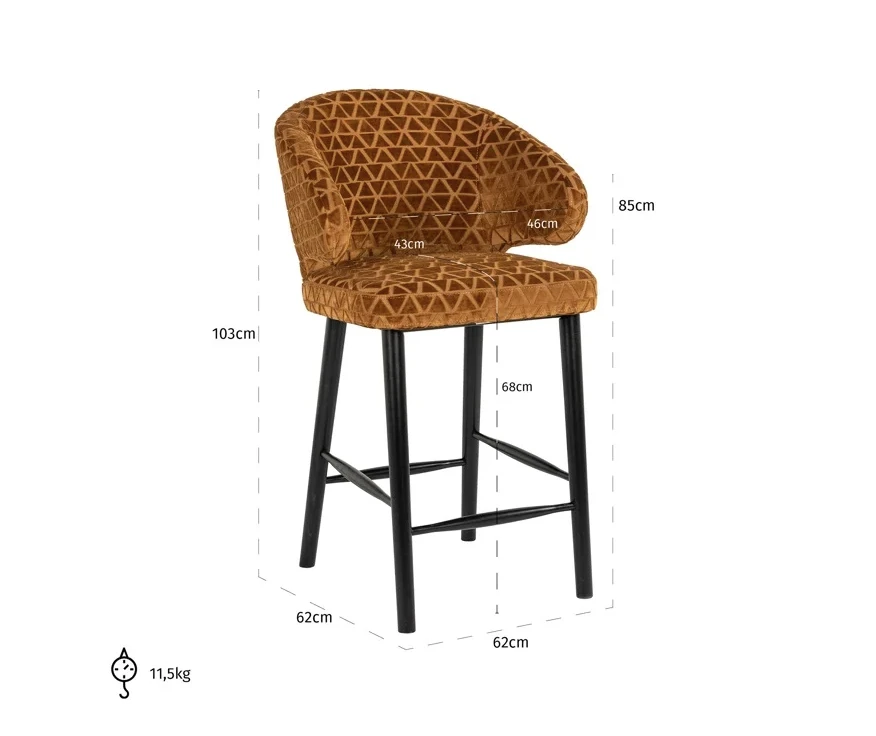 Barstoel Indigo Gold Triangle - Laag by Richmond Interiors