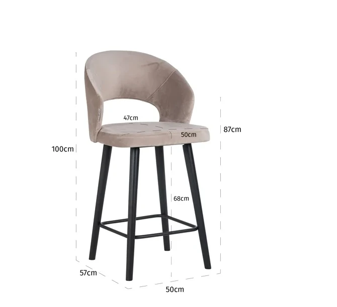 Barstoel Savoy Khaki Velvet - Laag by Richmond Interiors