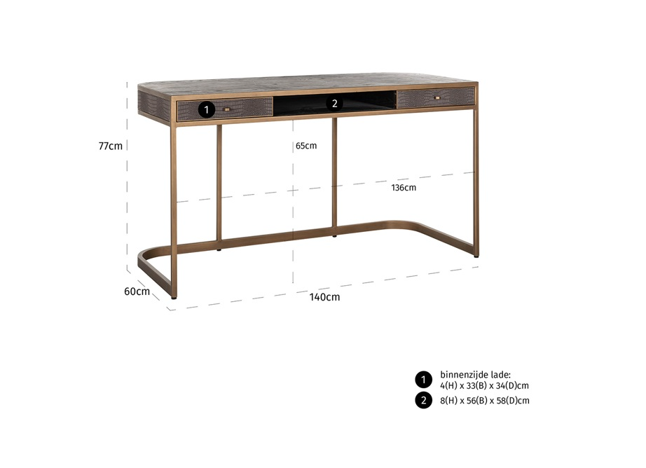 Bureau Classio Brushed Goud - depauwwonen