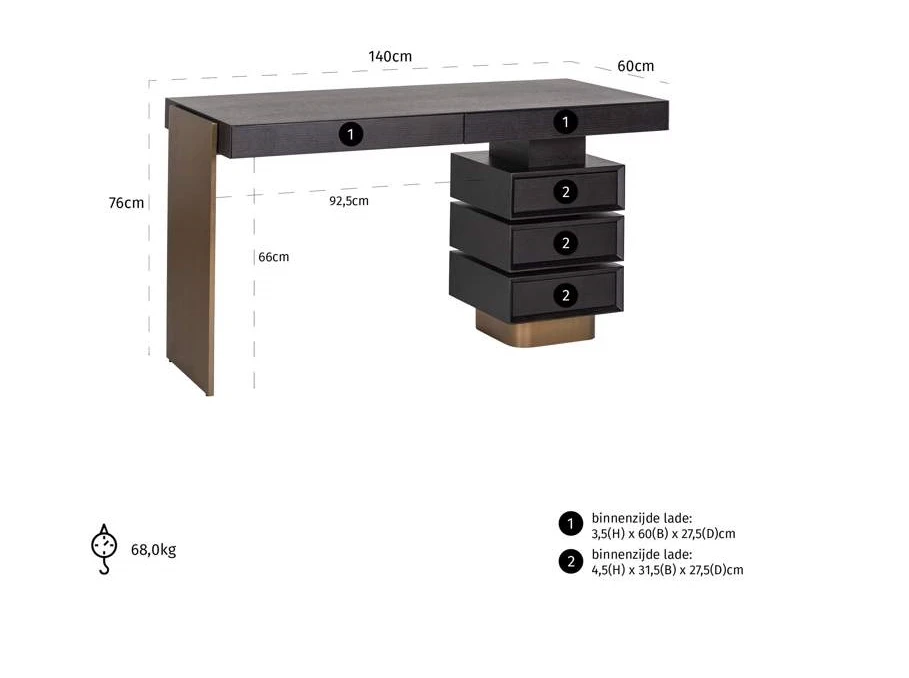 Alexander Jones Bureau Connar 5-lades by Richmond Interiors