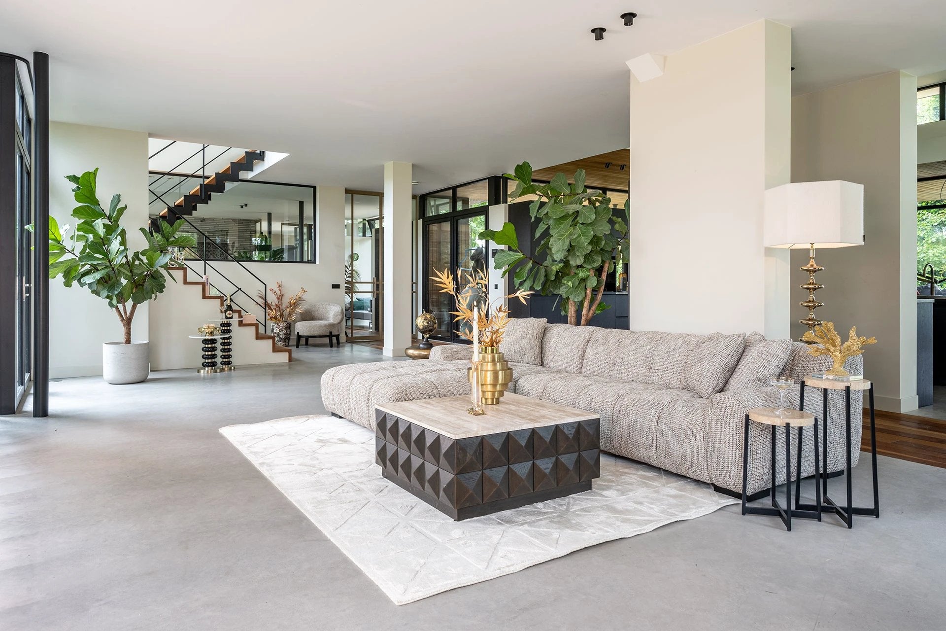 Bank Hazel 3-zits + lounge links trendy nature by Richmond Interiors