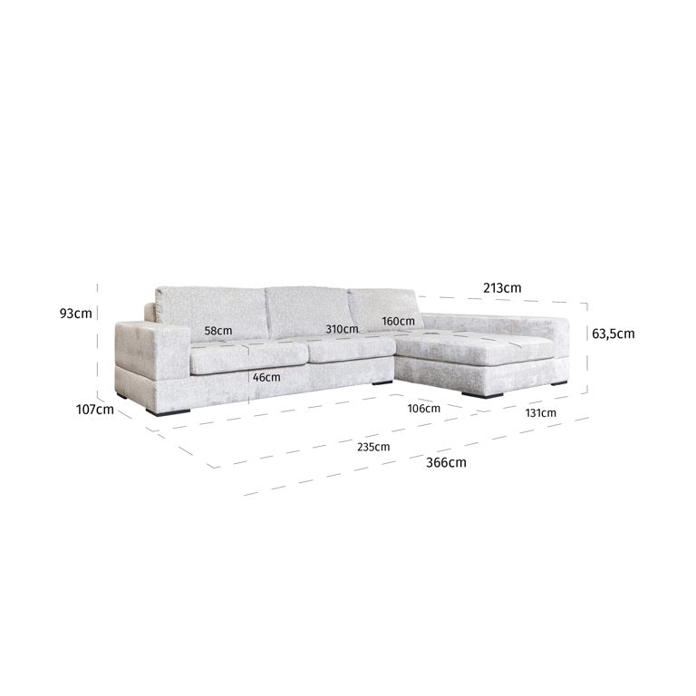 Bank Pasha 3-zits + lounge rechts pearl island - depauwwonen