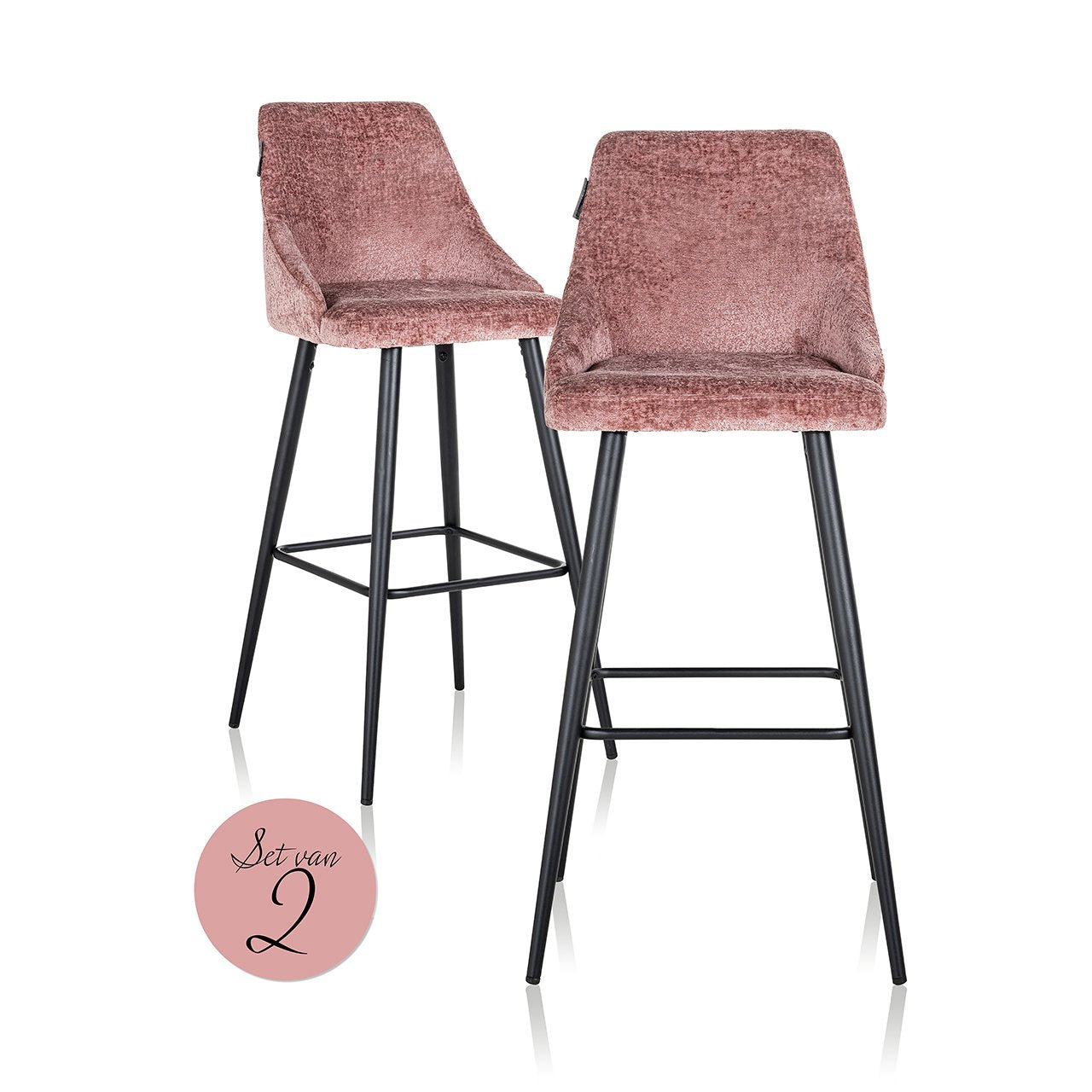 Bar stoel Brooke rose chenille (set van 2) by Richmond Interiors