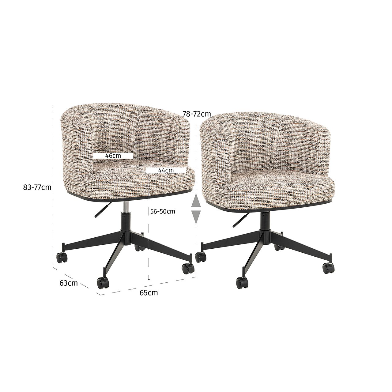 Draaistoel Rochenne met wielen trendy nature - depauwwonen