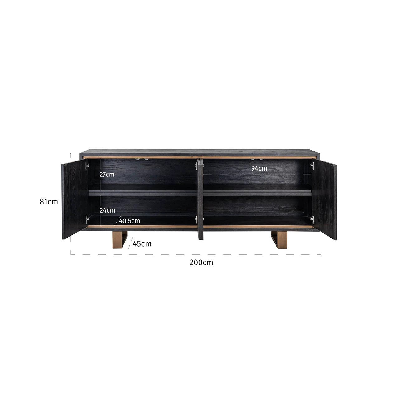 Dressoir Hunter 4-deuren (Zwart rustiek) by Richmond Interiors