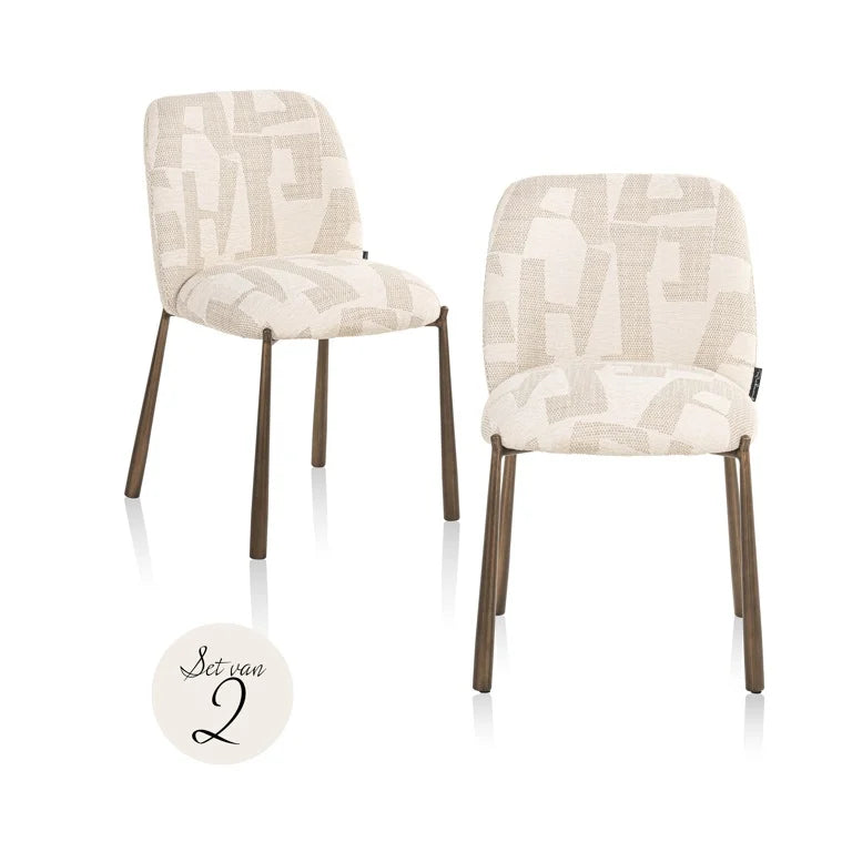 Eetkamerstoelen Lana beige graffic (set van 2) - depauwwonen
