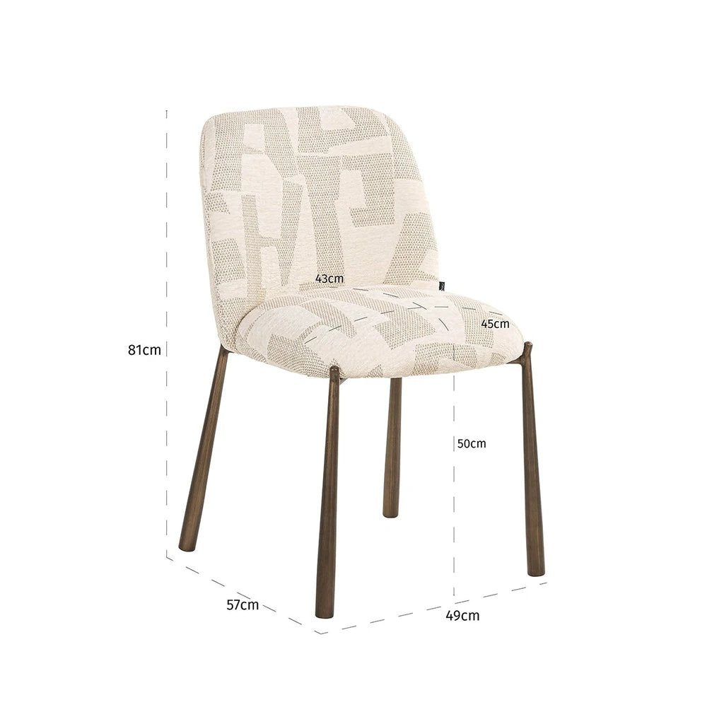 Eetkamerstoelen Lana beige graffic (set van 2) by Richmond Interiors