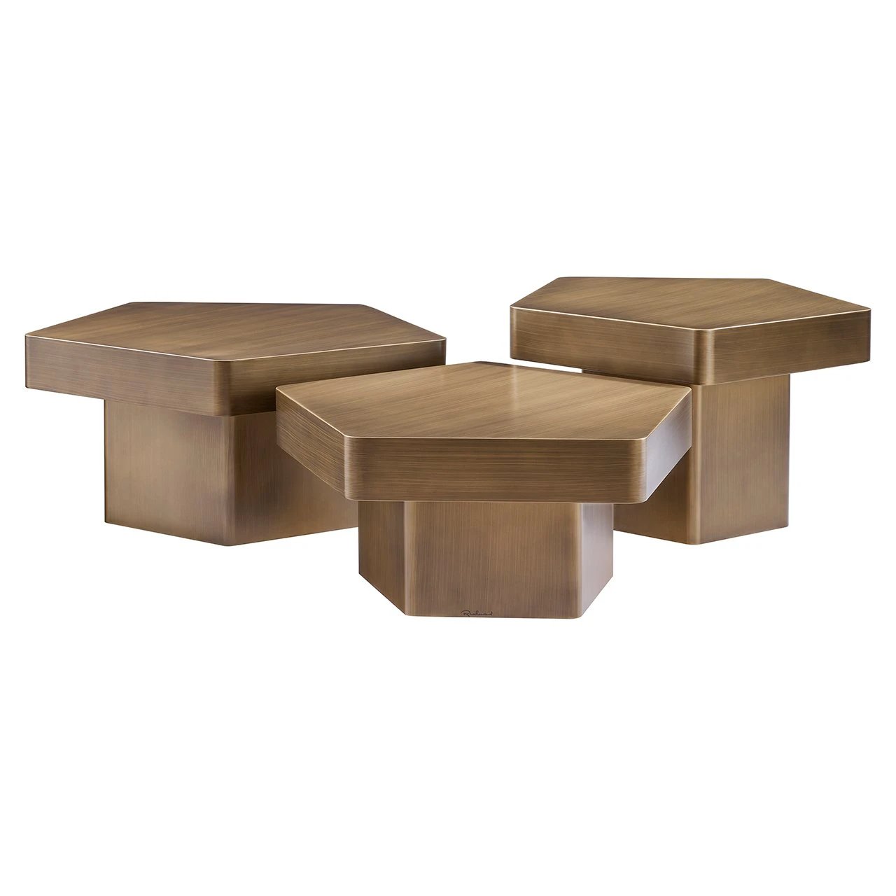 Salontafel Hexa set van 3 (Geborsteld Goud) by Richmond Interiors