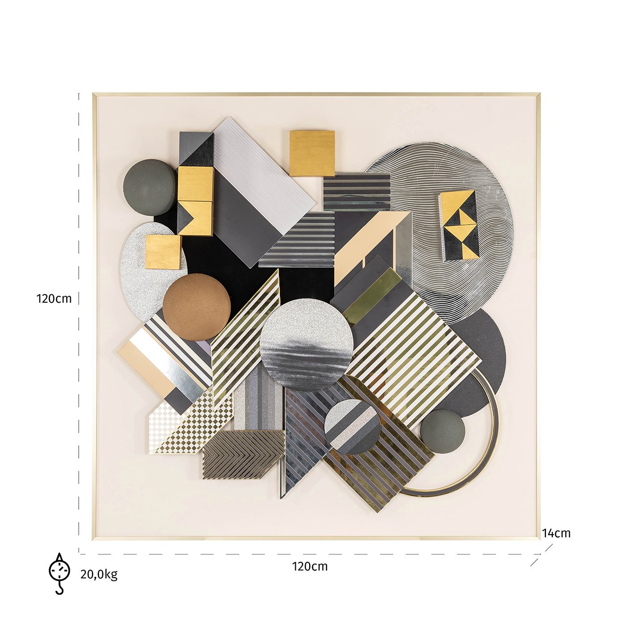Wall art 3D block (Black/gold) - depauwwonen