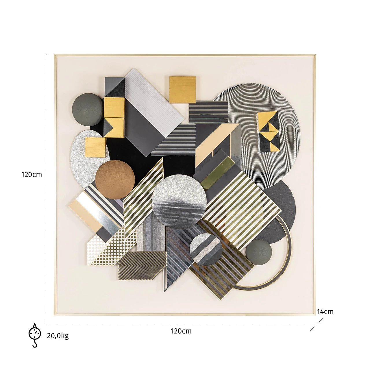 Wall art 3D block (Black/gold) by Richmond Interiors