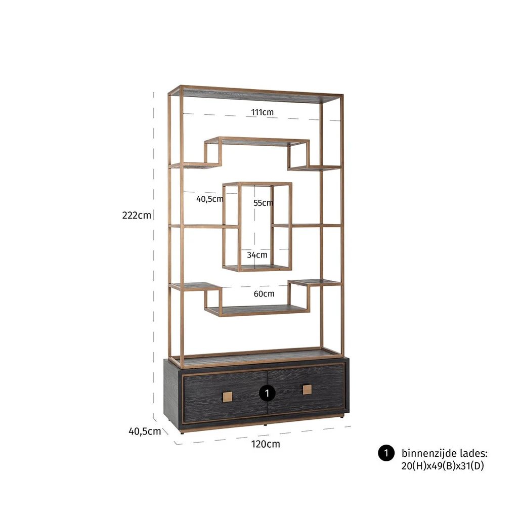 Wandkast Hunter 2-laden (Black rustic) by Richmond Interiors