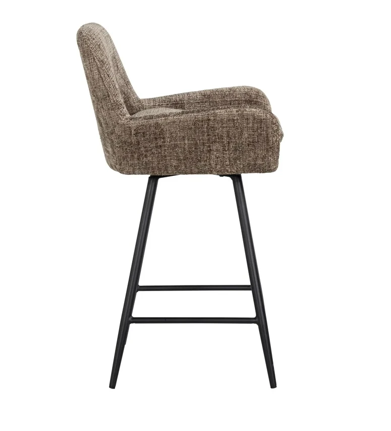 Draai Barstoel Linsey Stone Chenille - Laag by Richmond Interiors