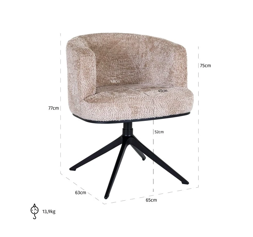 Draai Eetkamerstoel Cheyenne Lovely Beige by Richmond Interiors