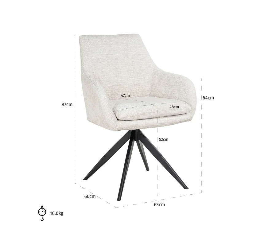 Draai Eetkamerstoel Lisonne Cream Fusion by Richmond Interiors