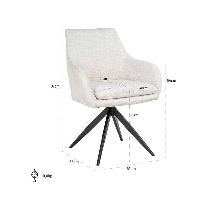 Draai Eetkamerstoel Lisonne Cream Fusion - depauwwonen