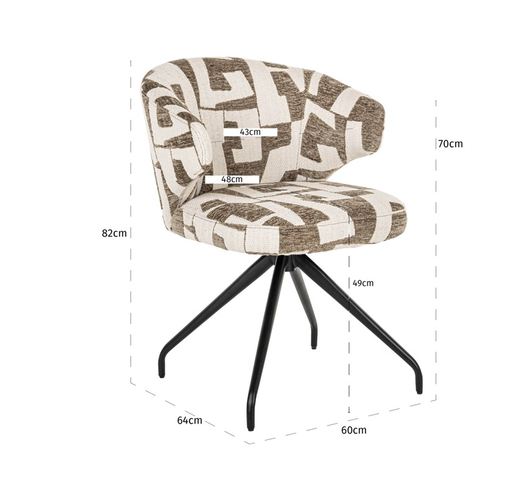 Draaibare Eetkamerstoel Milly Moss Graphic - depauwwonen