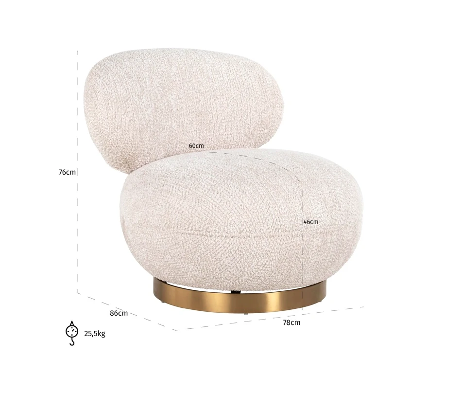 Draaifauteuil Jace Lovely Cream by Richmond Interiors