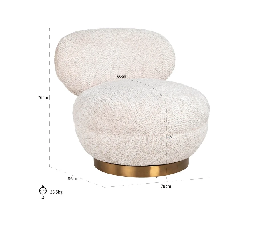 Draaifauteuil Jace Lovely Cream by Richmond Interiors