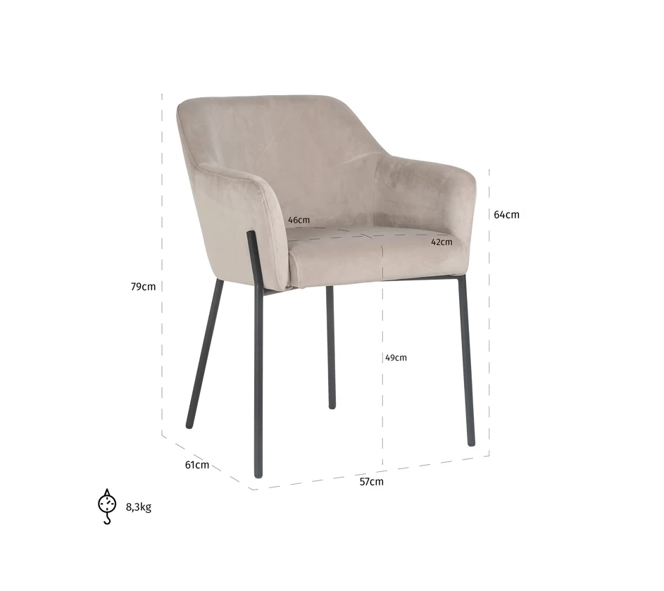 Eetkamerstoel Fay Khaki Velvet by Richmond Interiors