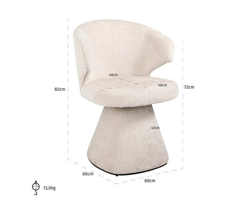 Eetkamerstoel Gatsbi Beige Chenille brandvertragend by Richmond Interiors