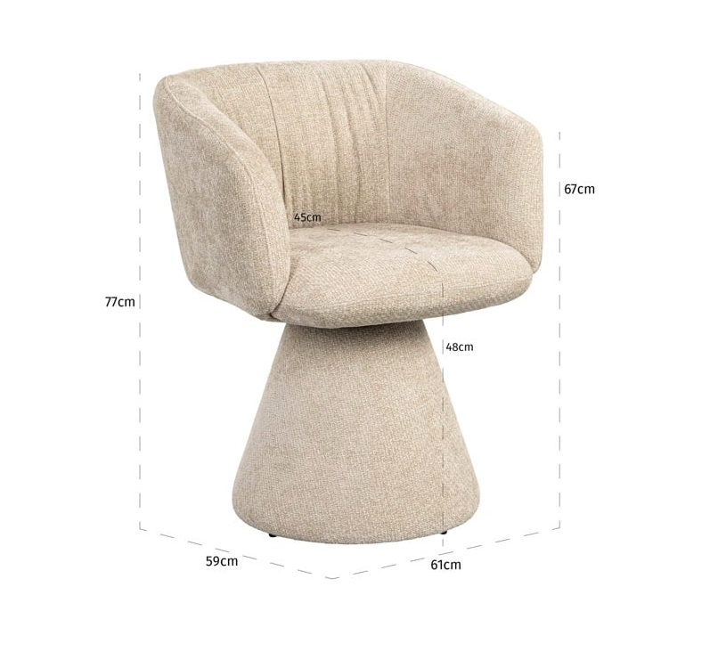 Draai Eetkamerstoel Madeline Cream Unicorn - depauwwonen