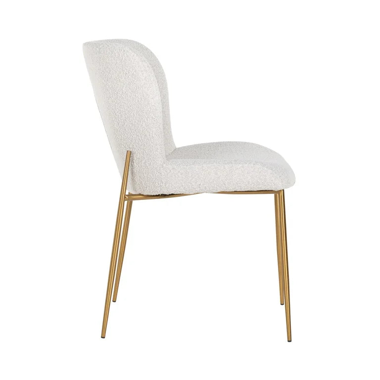 Eetkamerstoel Odessa White Bouclé Brushed Gold - depauwwonen