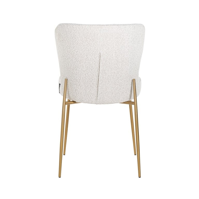 Eetkamerstoel Odessa White Bouclé Brushed Gold - depauwwonen
