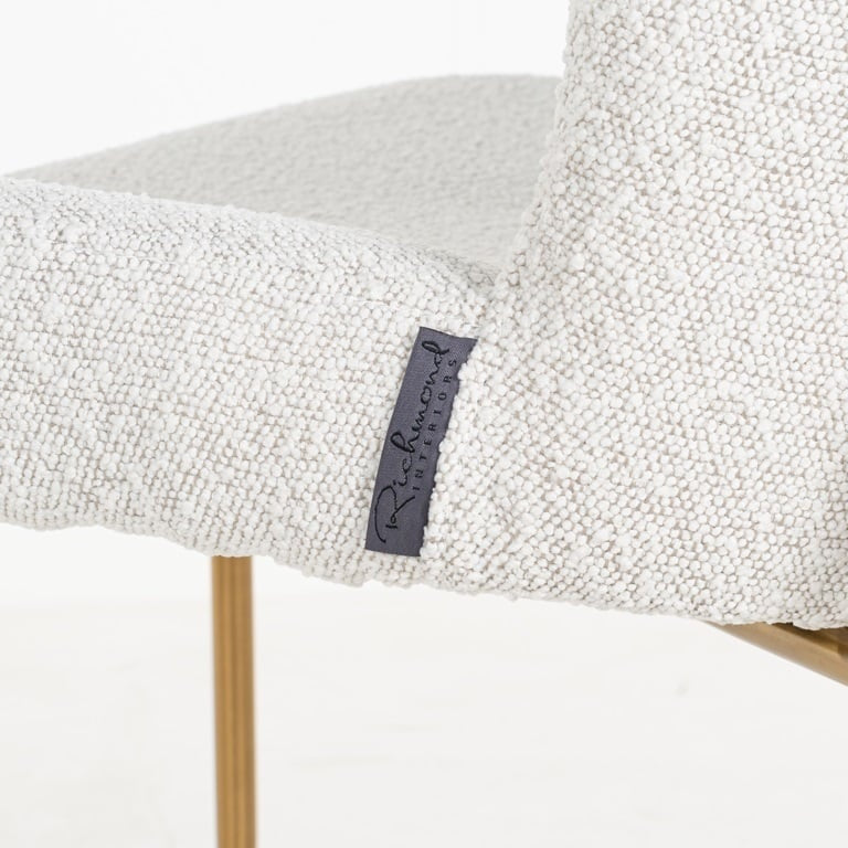 Eetkamerstoel Odessa White Bouclé Brushed Gold - depauwwonen