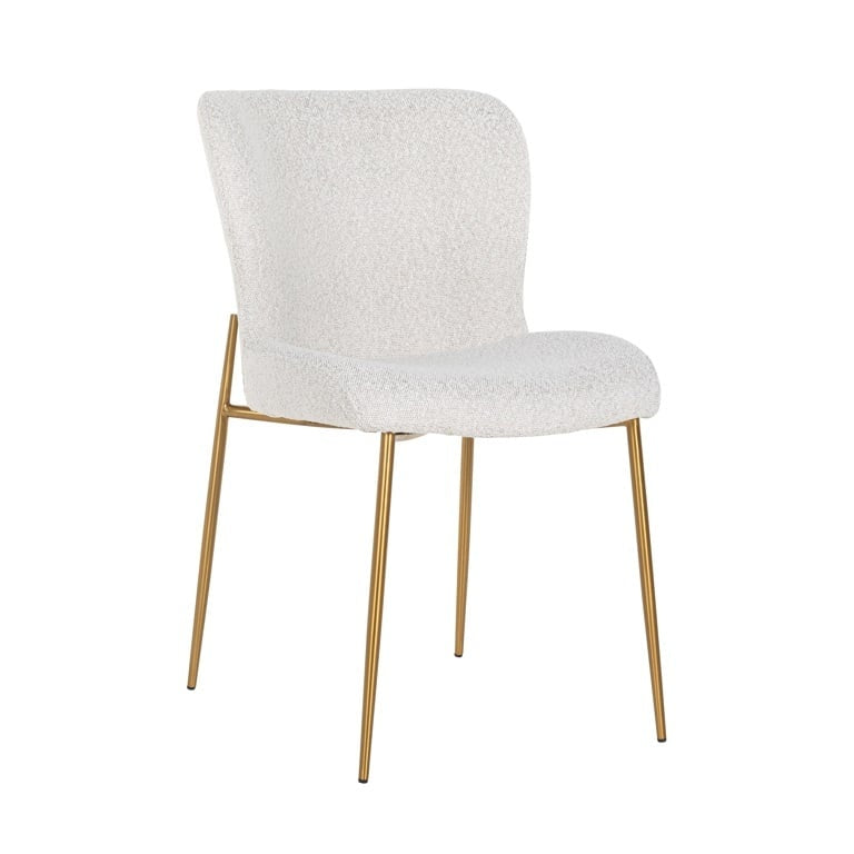 Eetkamerstoel Odessa White Bouclé Brushed Gold - depauwwonen