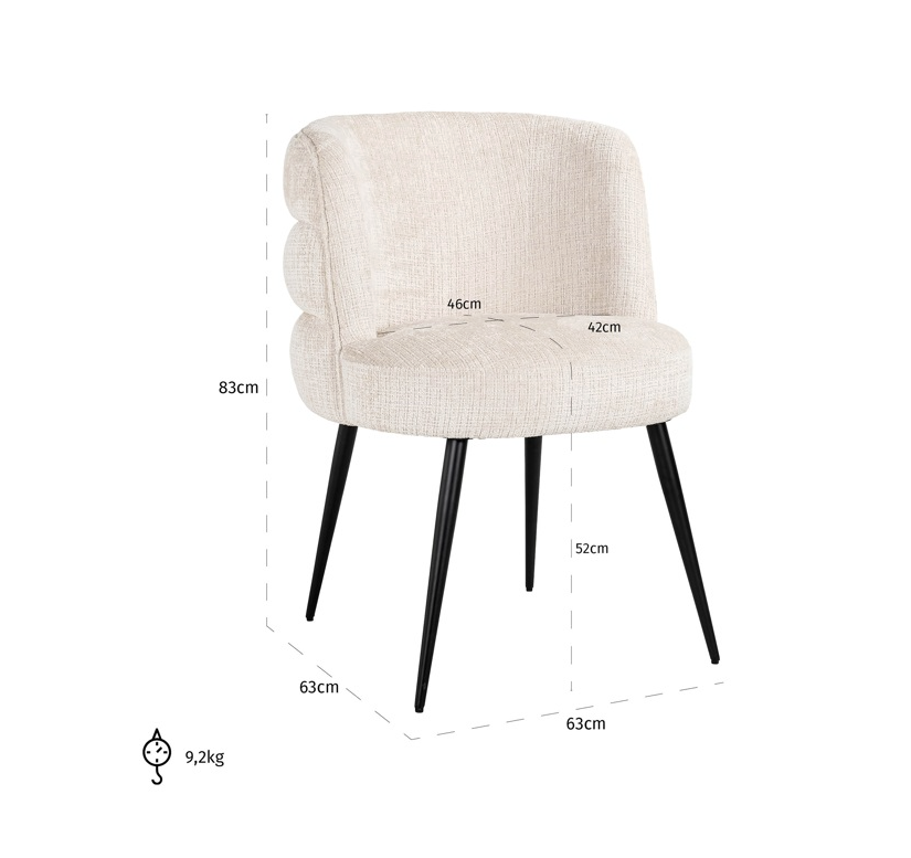Eetkamerstoel Stella Beige Chenille - depauwwonen