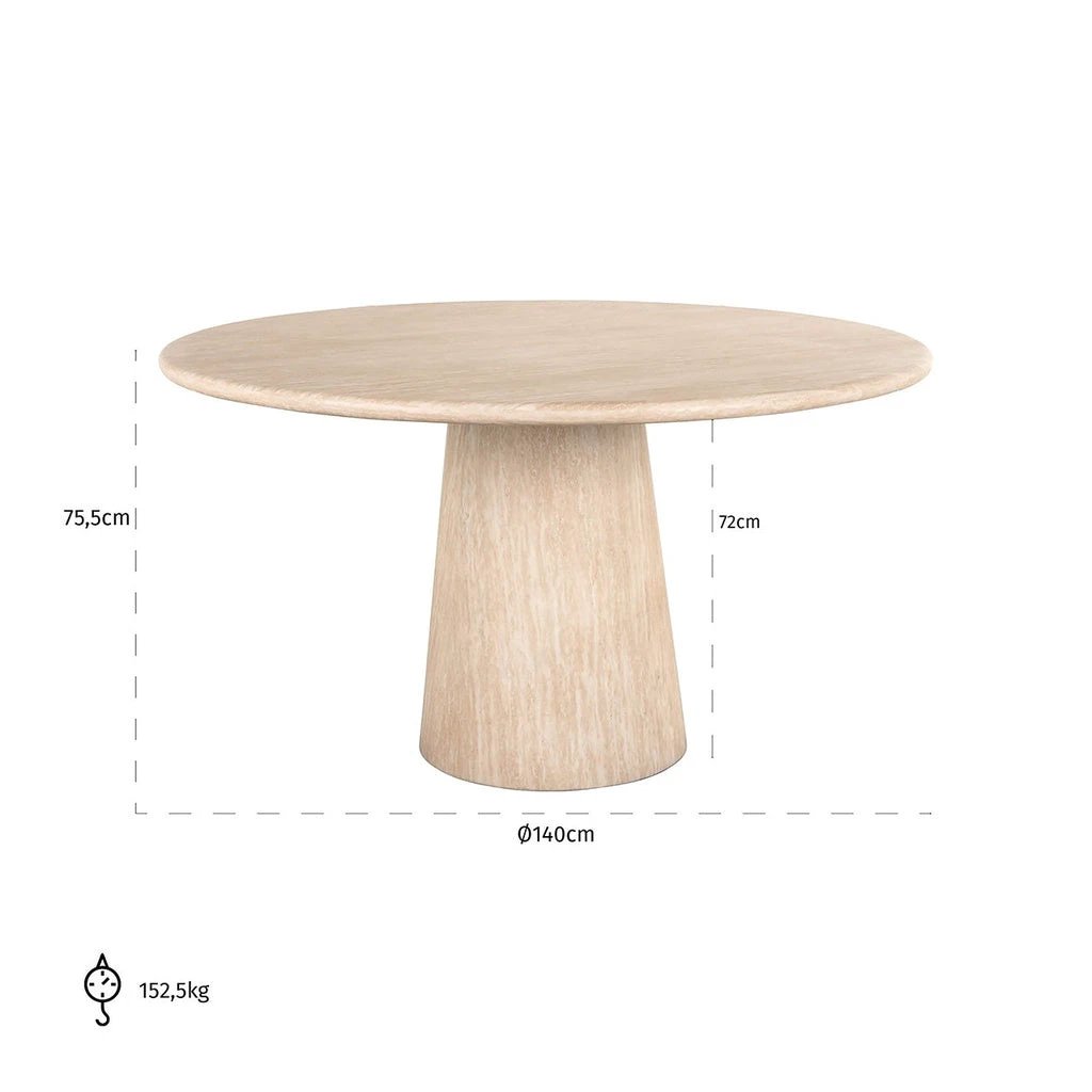 Eettafel Fictus Ø140 - beige by Richmond Interiors