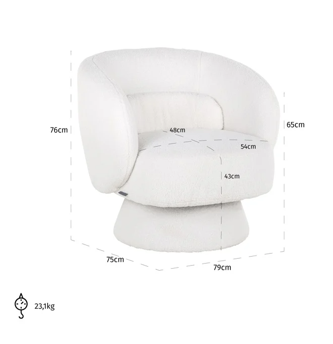 Lounge Stoel Senna White Furry - depauwwonen