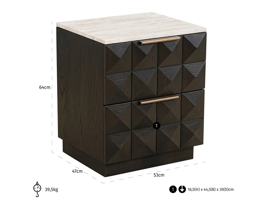 Nachtkastje Claremont - 2 Laden - depauwwonen