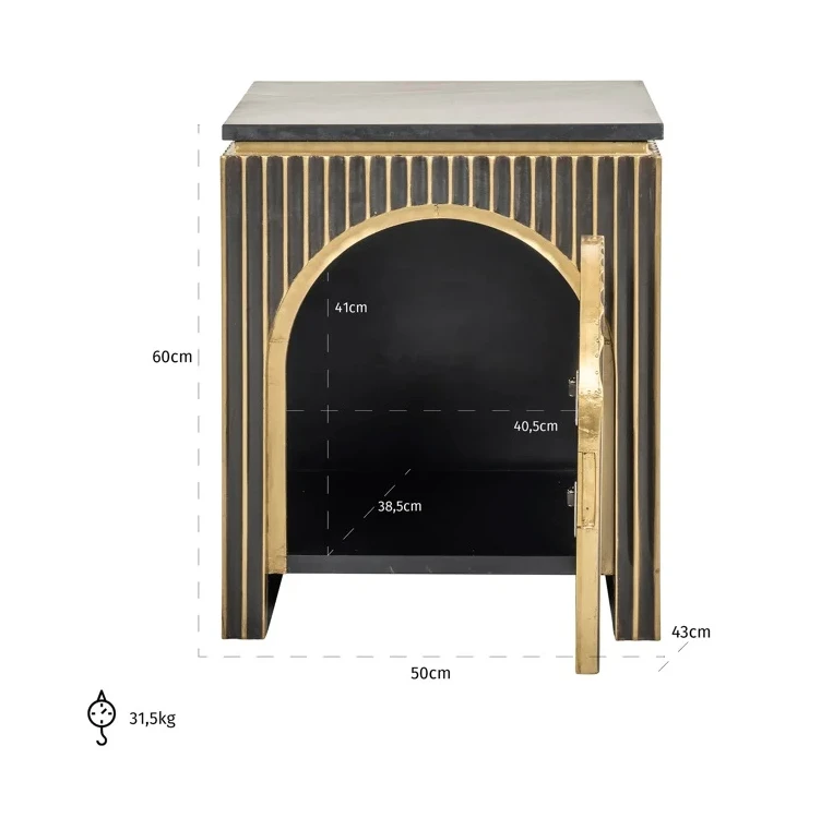 Nachtkastje Les Arcs Brushed Gold by Richmond Interiors