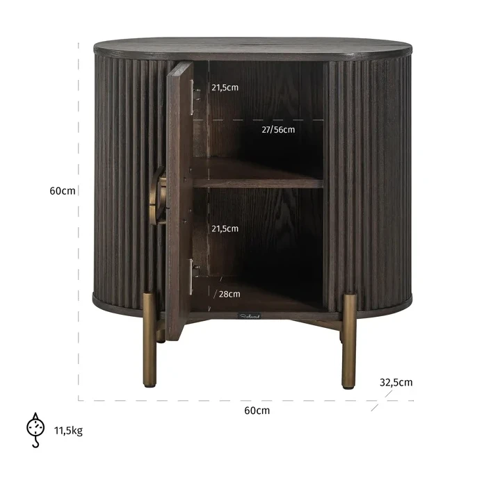 Nachtkastje Luxor Bruin - 1 Deur by Richmond Interiors