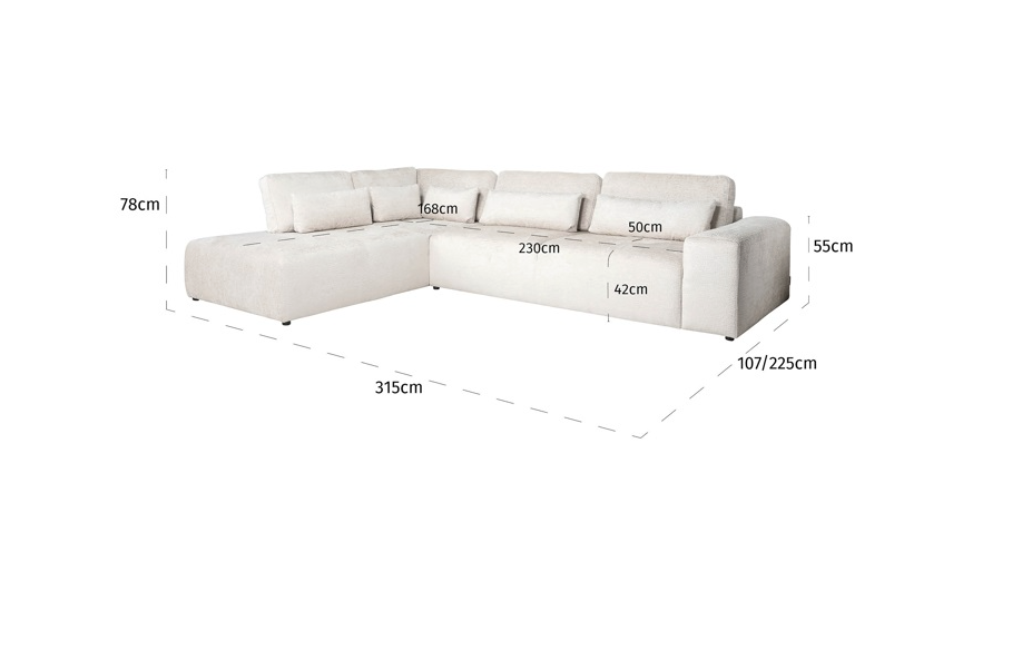 Sofa Lund 3 seater + ottoman links of rechts - depauwwonen