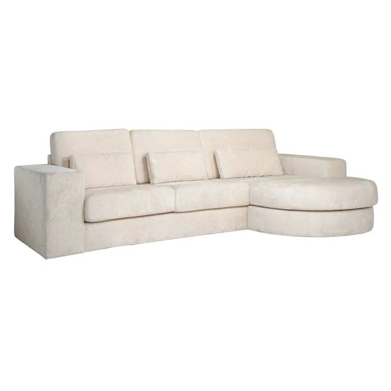 Sofa Felix 2,5-zits + lounge rechts rond white chenille by Richmond Interiors