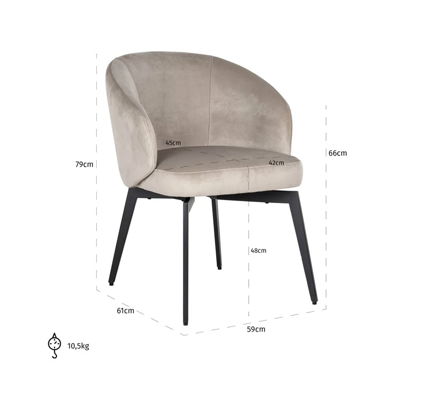 Stoel Amphara Khaki Velvet by Richmond Interiors