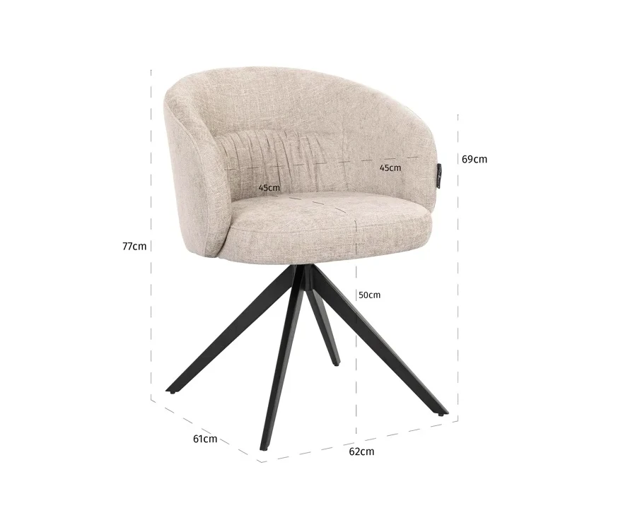 Stoel Olivia Natural - draaipoot by Richmond Interiors