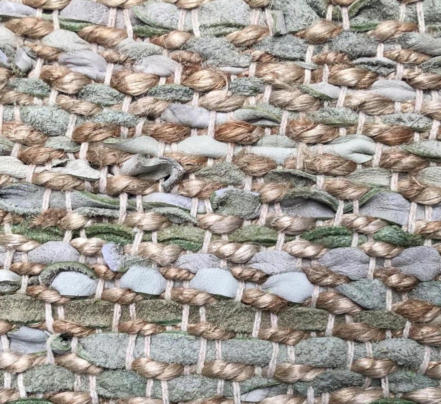 Vloerkleed leer - salie/jute in 4 maten by Rocaflor